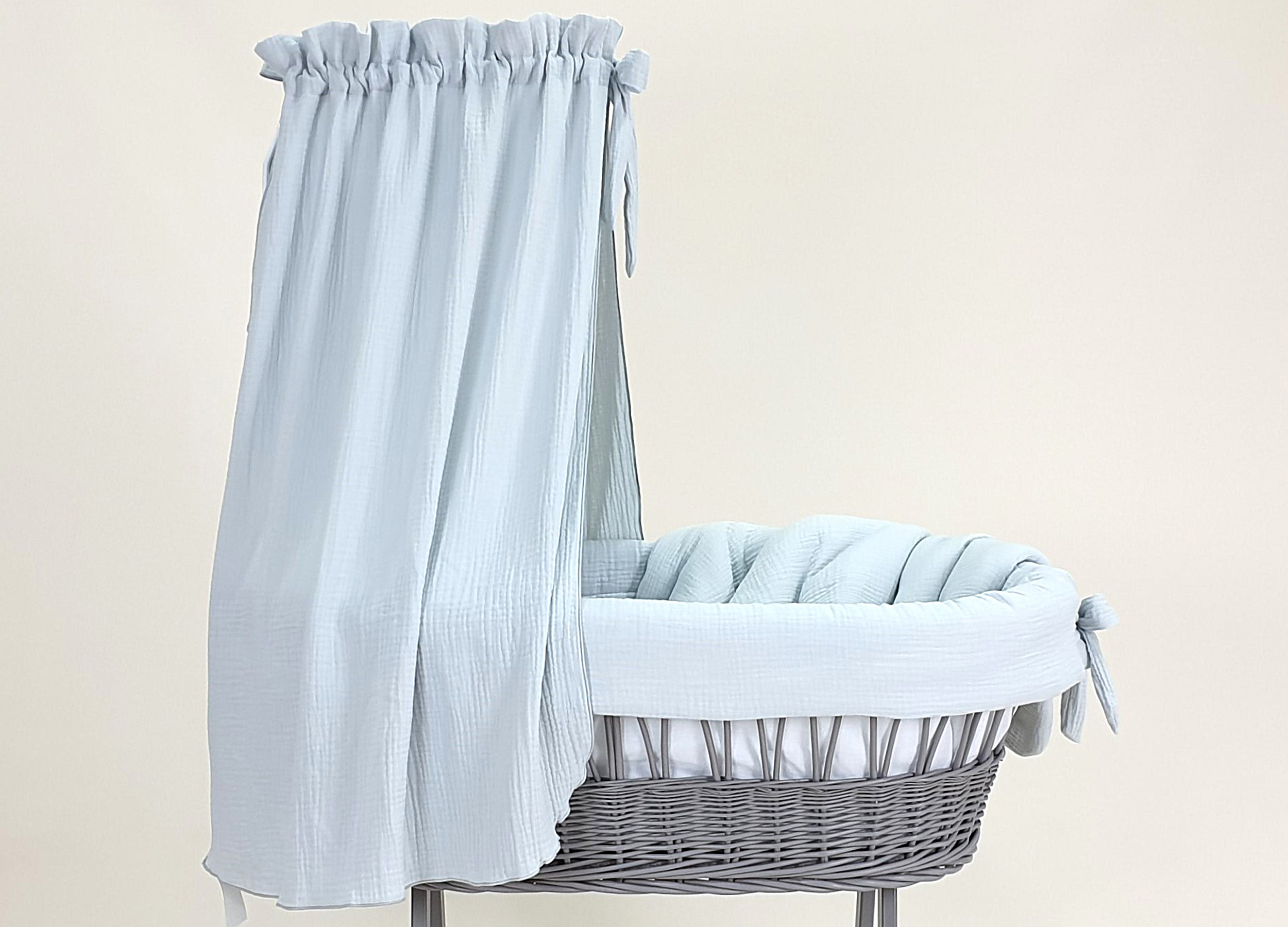Vestidura para moisés de mimbre 5 piezas con dosel gris muselina - foto 5