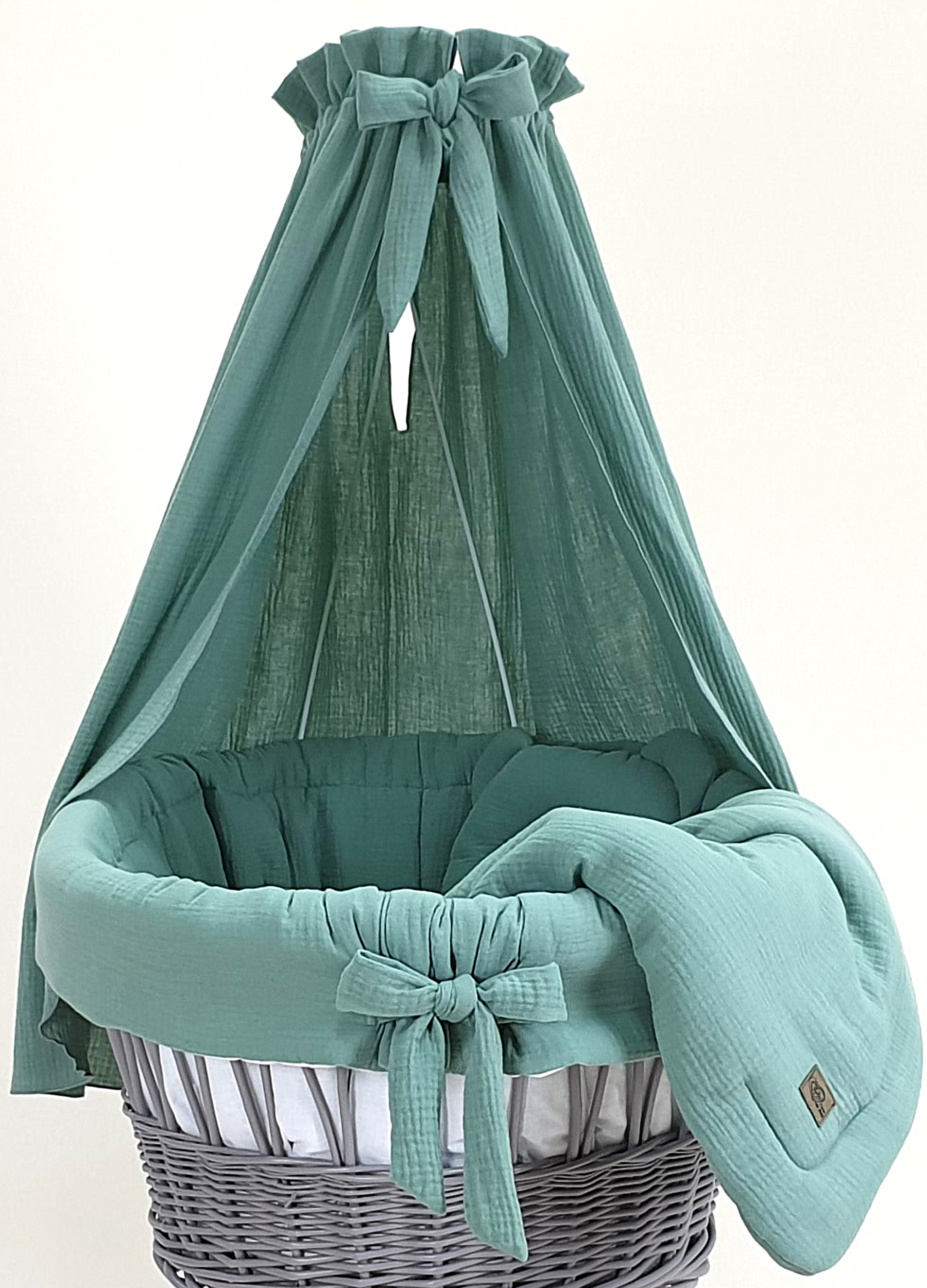 Vestidura para moisés de mimbre 5 piezas con dosel caqui muselina serie MKHHIM - foto 2