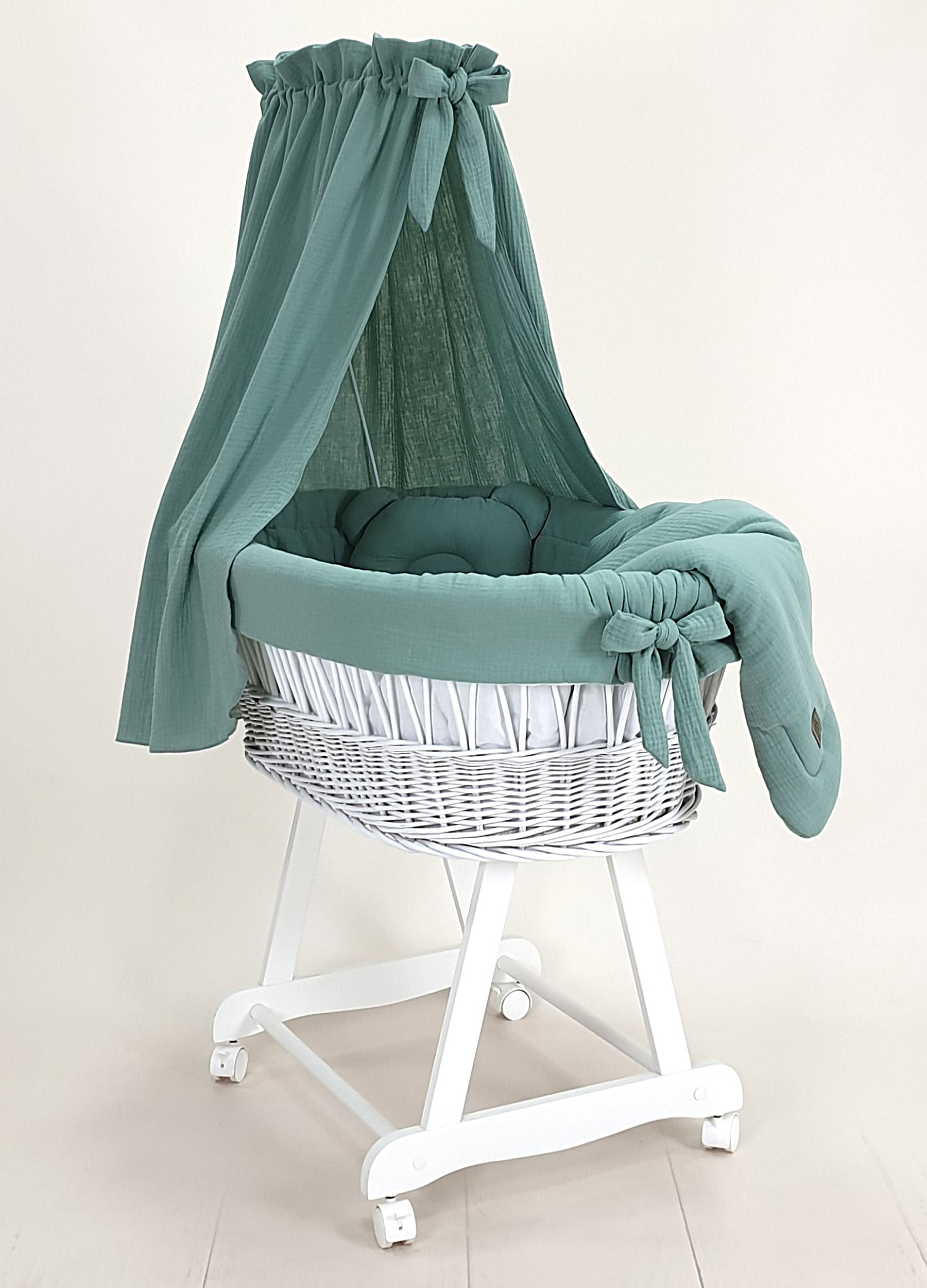 Vestidura para moisés de mimbre 5 piezas con dosel caqui muselina serie MKHHIM - foto 5