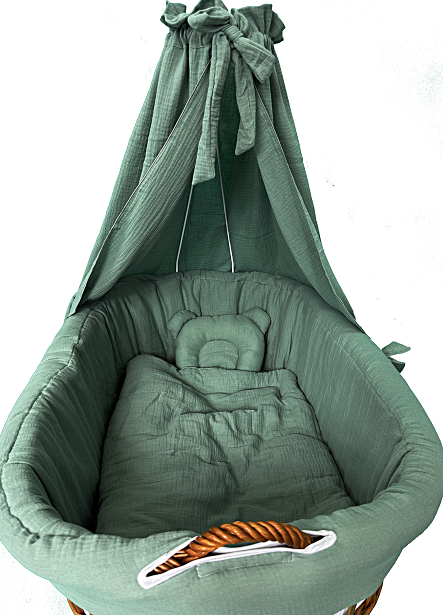 Vestidura para moisés de mimbre 5 piezas con dosel caqui muselina serie MKHHIMXL - foto 2