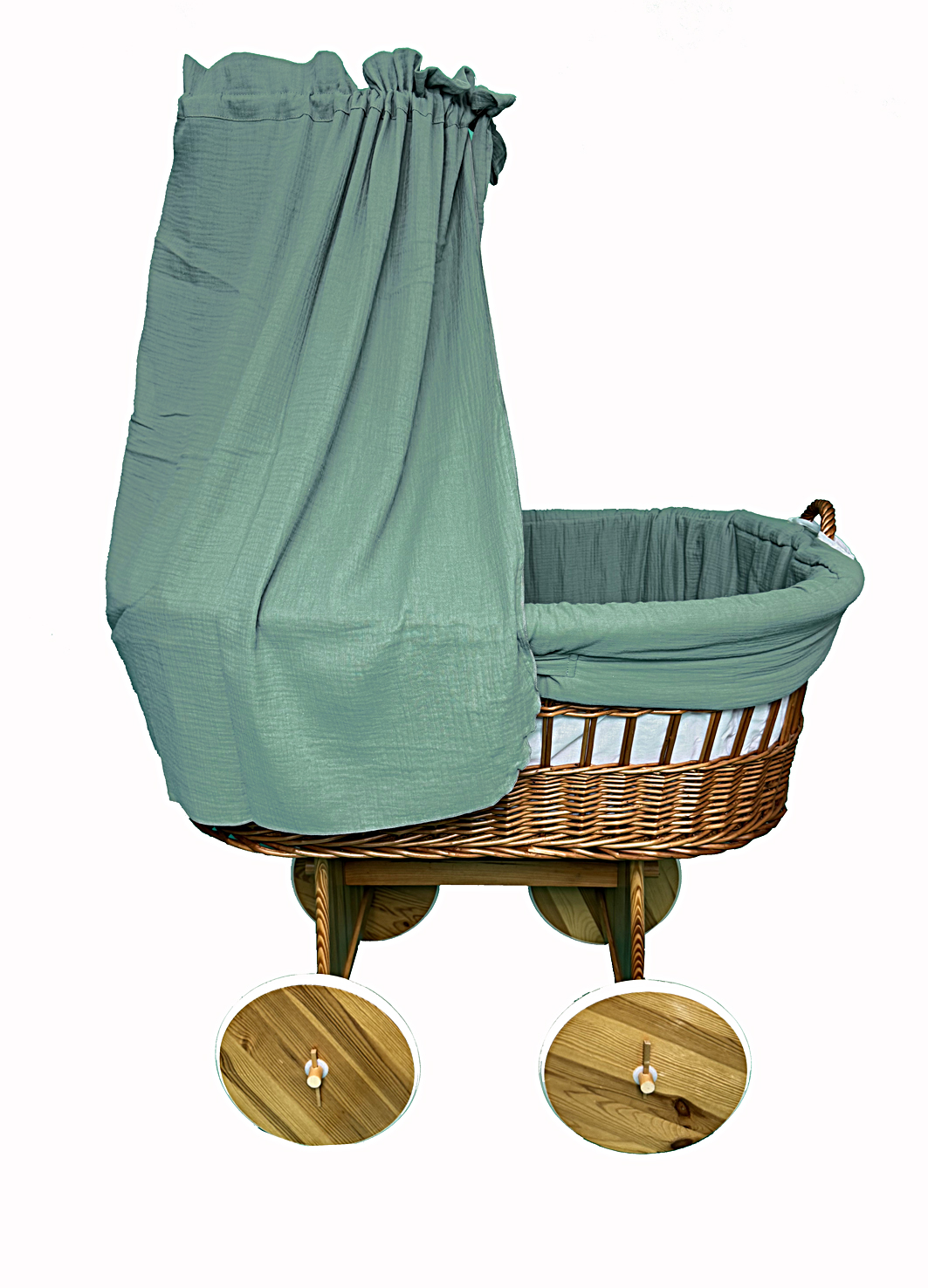 Vestidura para moisés de mimbre 5 piezas con dosel caqui muselina serie MKHHIMXL - foto 4