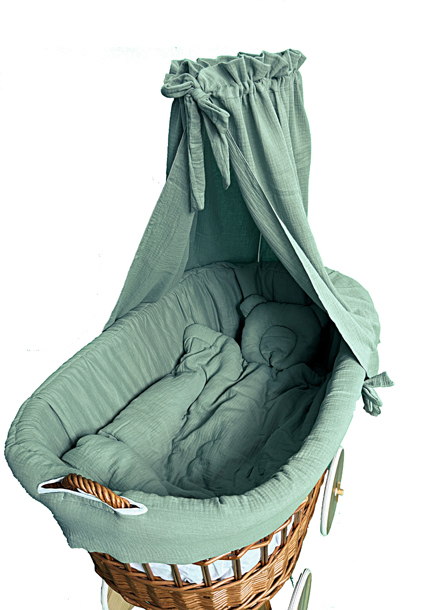Vestidura para moisés de mimbre 5 piezas con dosel caqui muselina serie MKHHIMXL - foto 5