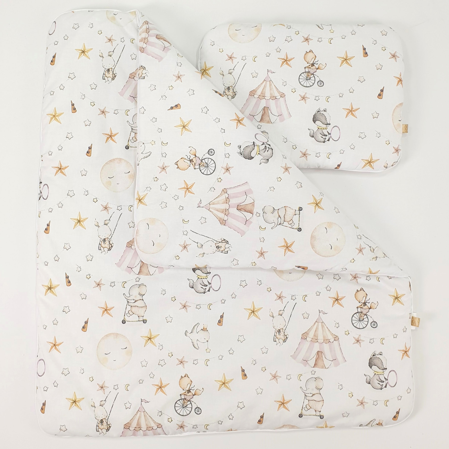 Vestidura para moisés de mimbre 5 piezas con dosel rosa empolvado, blanco tejido waffle - foto 6