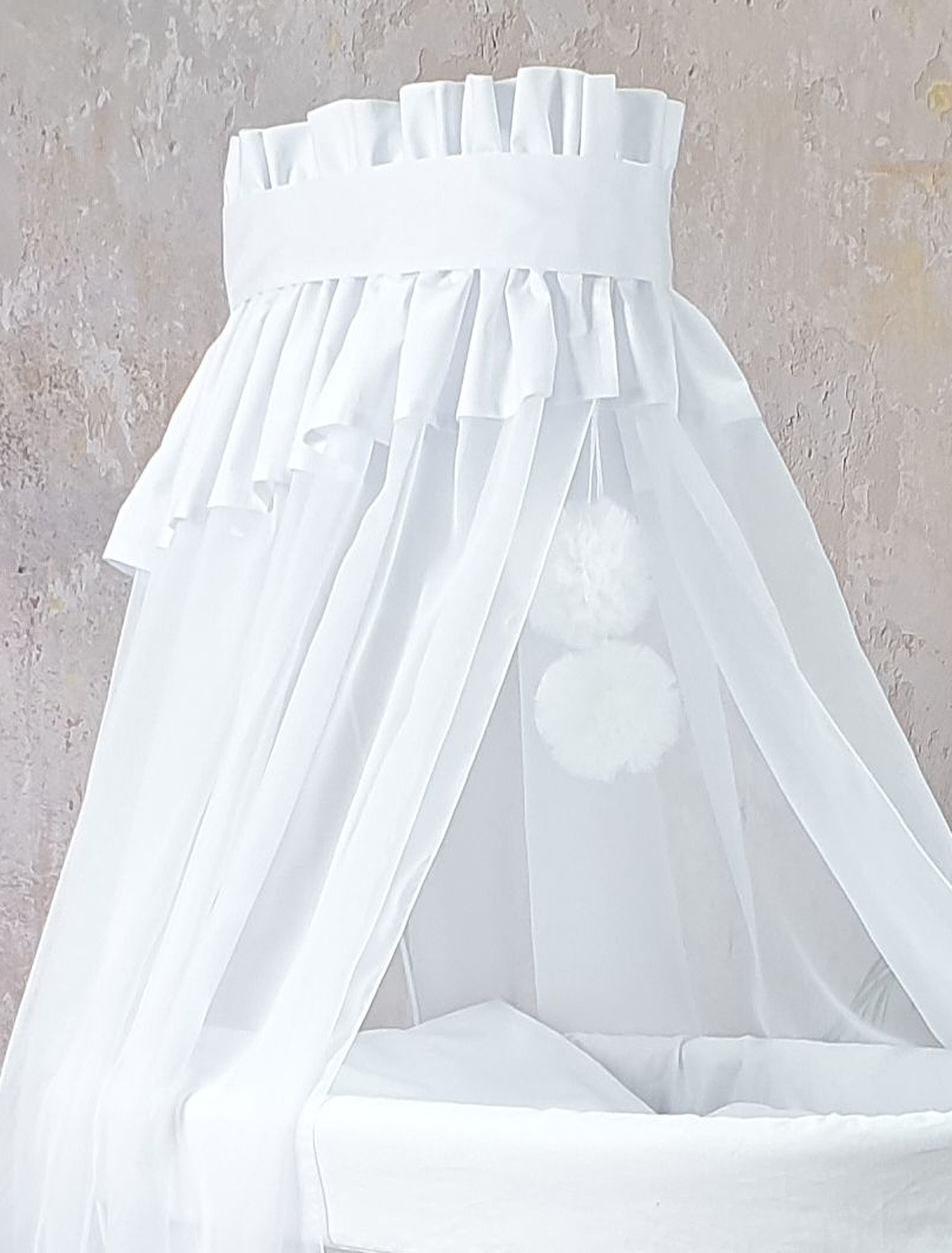 Vestidura para moisés de mimbre 5 piezas con dosel blanco algodón - foto 2