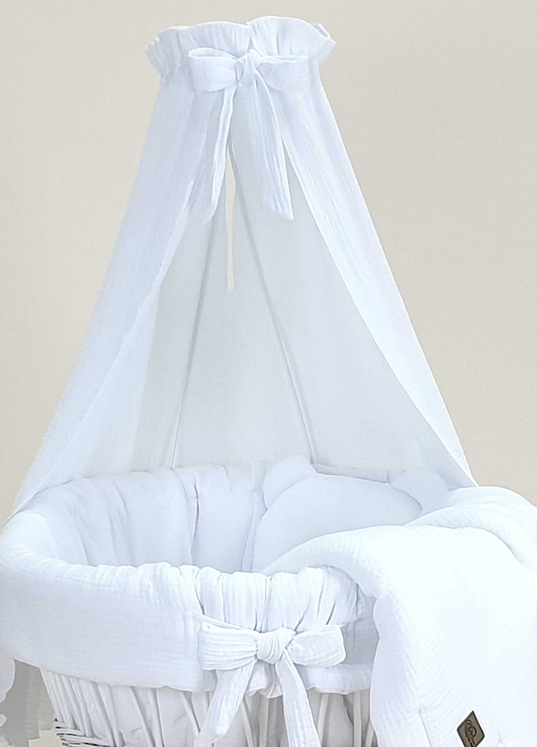 Vestidura para moisés de mimbre 5 piezas con dosel blanco muselina serie MWEHIM - foto 2