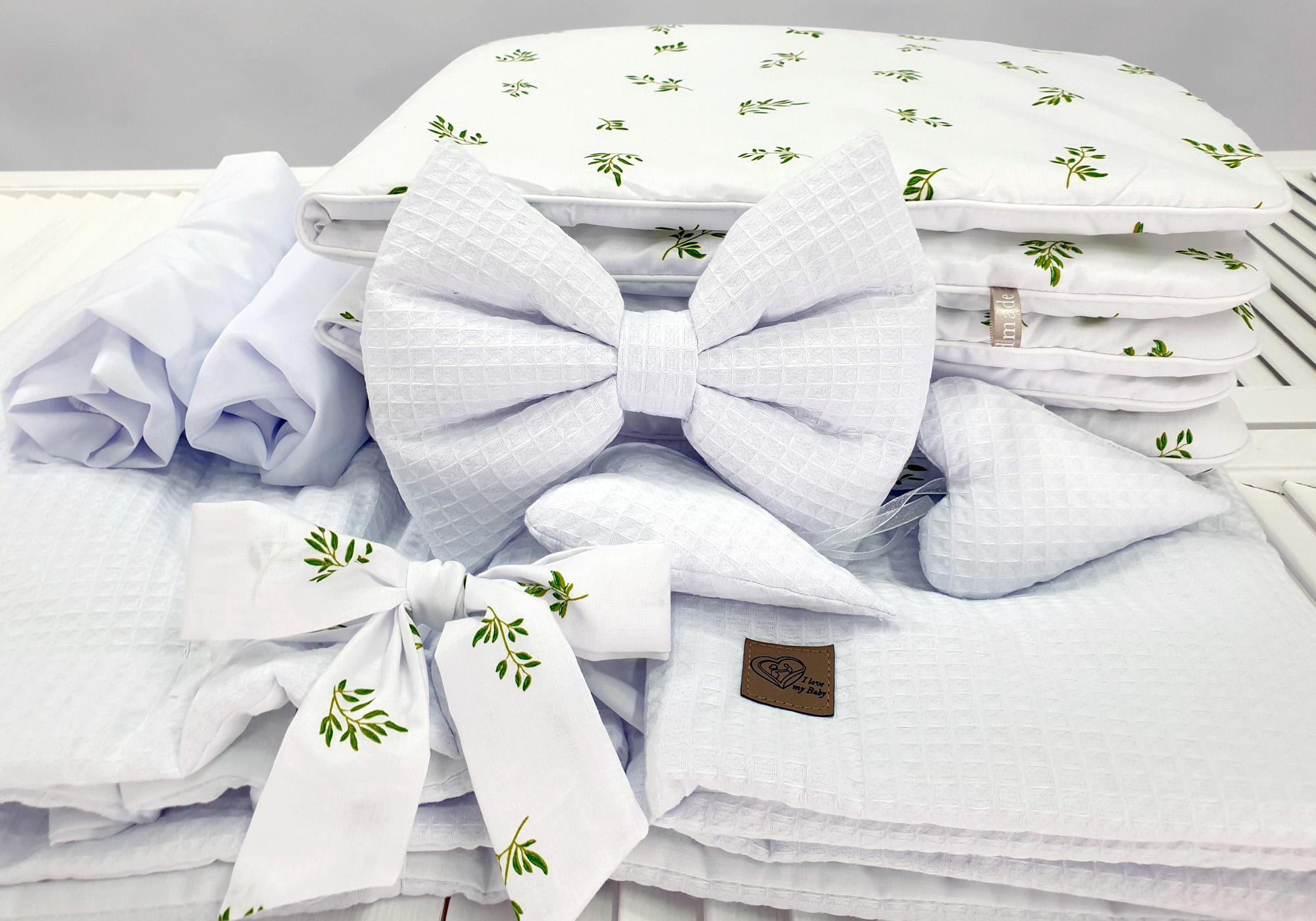Vestidura para moisés de mimbre 5 piezas con dosel blanco tejido waffle serie BBIHIM - foto 4