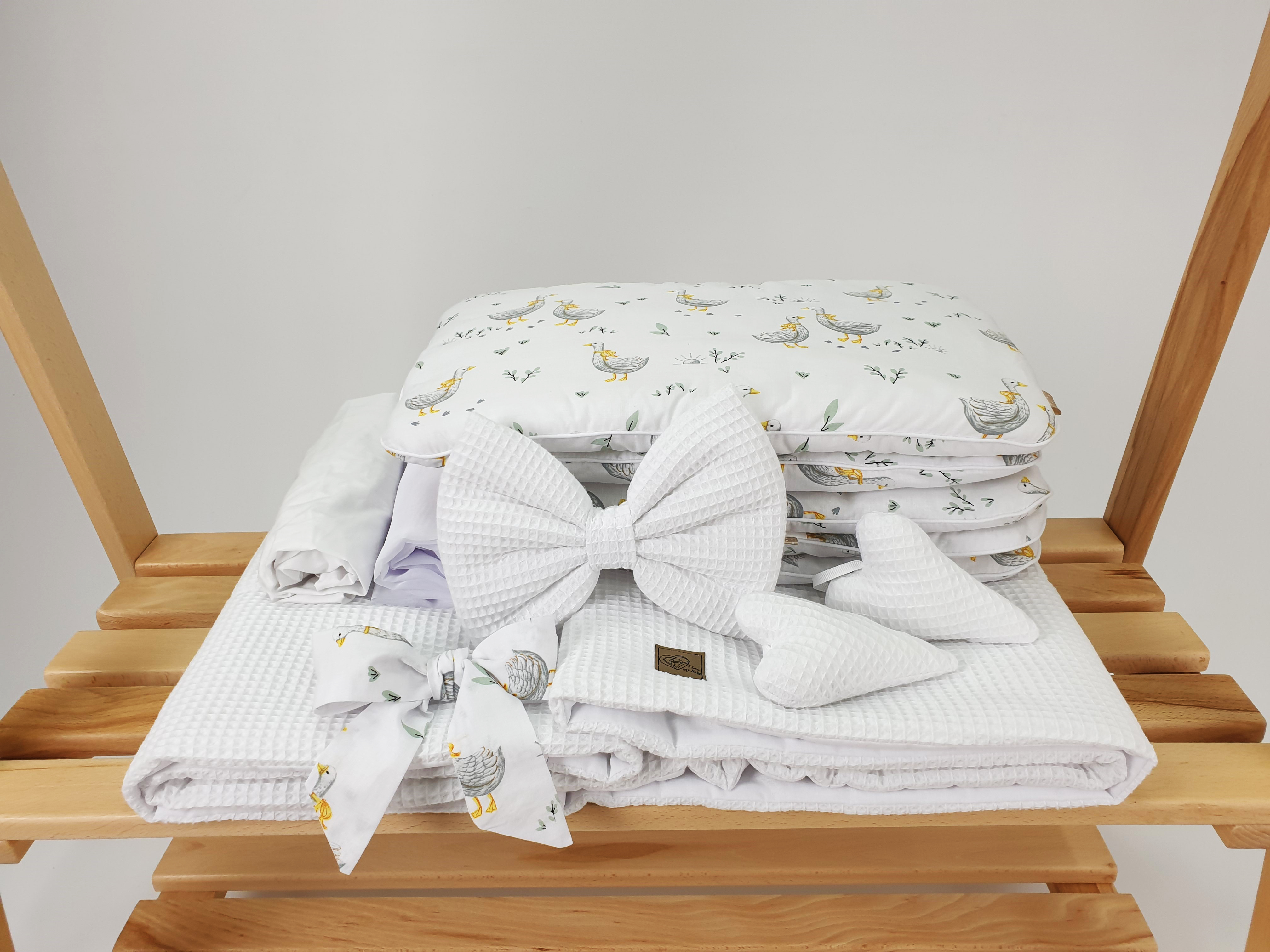 Vestidura para moisés de mimbre 5 piezas con dosel blanco tejido waffle serie BBIHIM2XXL - foto 4