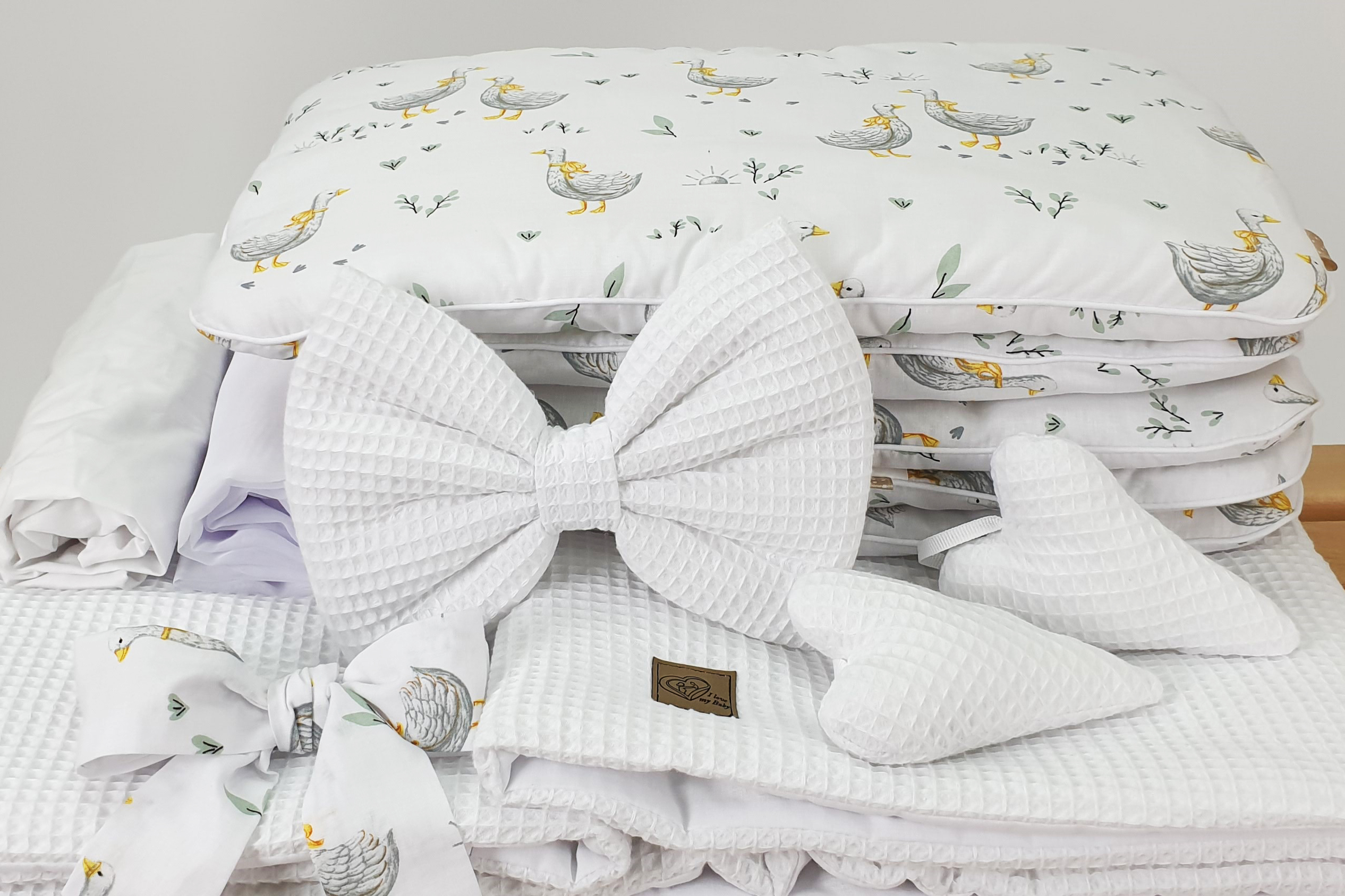 Vestidura para moisés de mimbre 5 piezas con dosel blanco tejido waffle serie BBIHIM2XXL - foto 5
