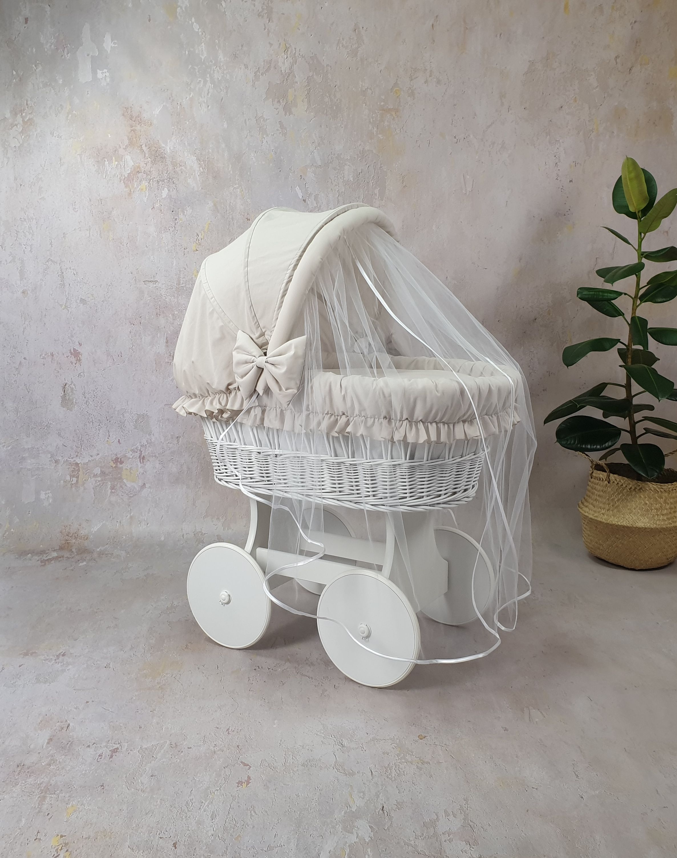 Ropa de cama para moisés 7 piezas con capota y mosquitera beige algodón serie BbeMOSxl - foto 6