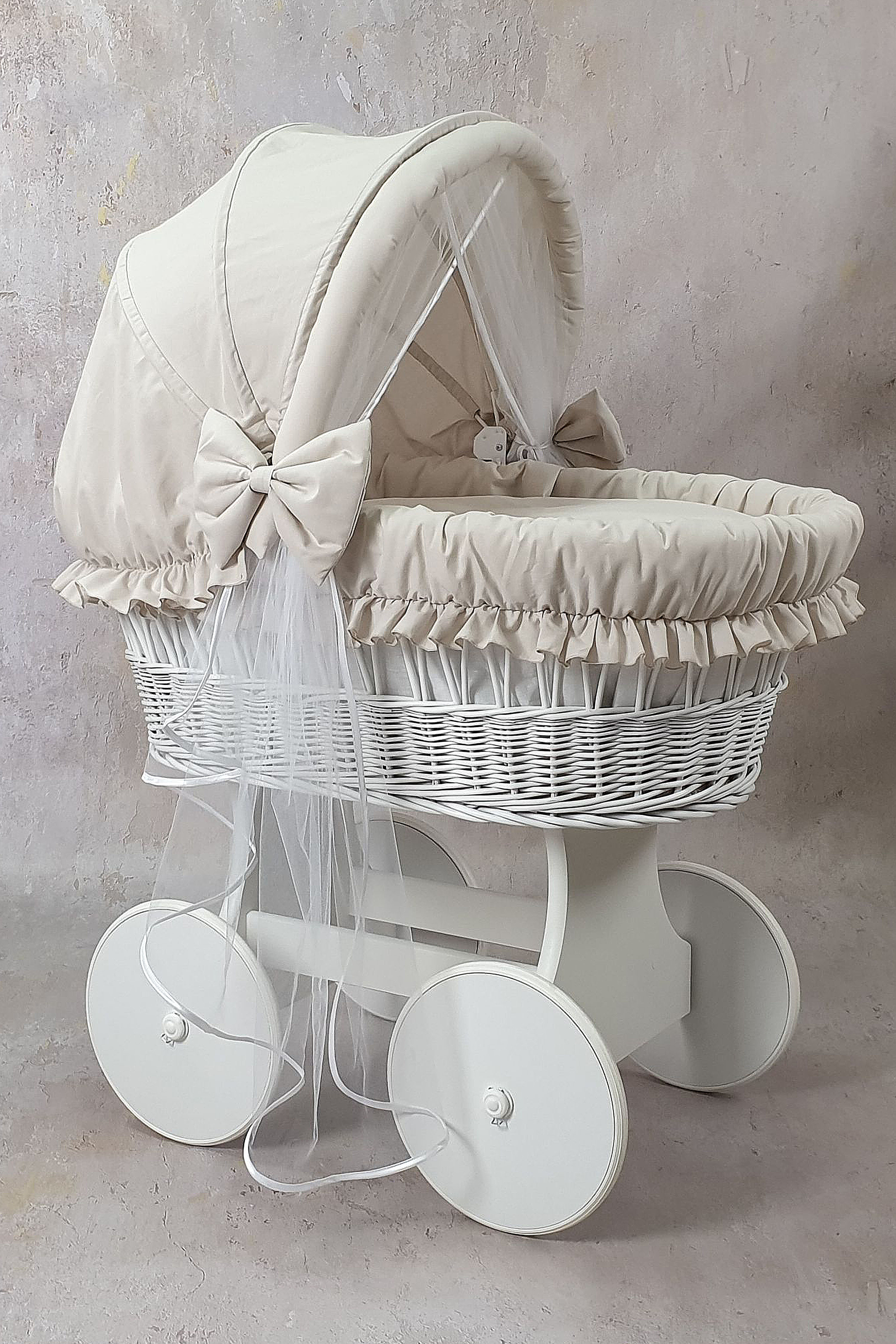 Ropa de cama para moisés 7 piezas con capota y mosquitera beige algodón serie BbeMOSxxl - foto 3