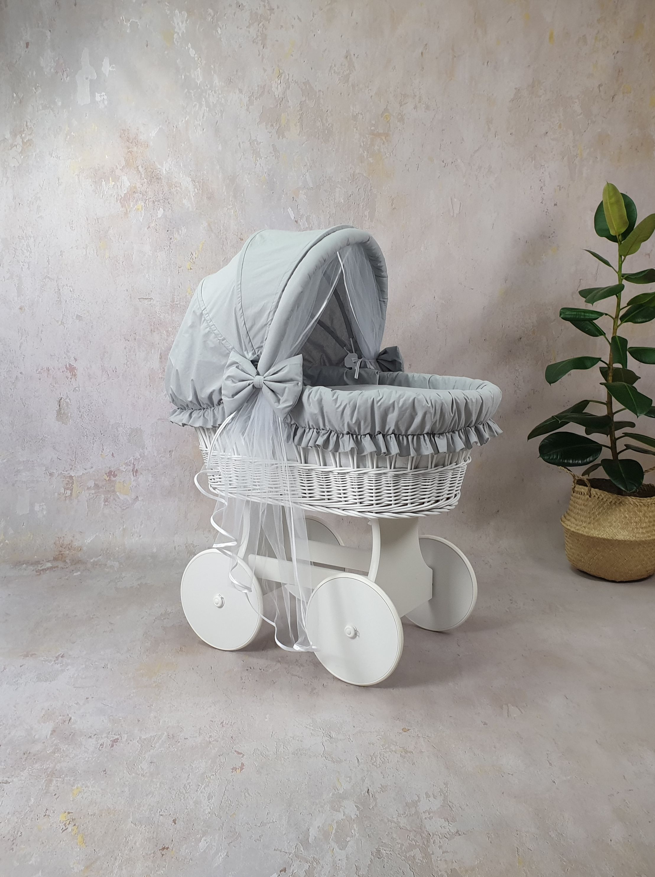 Ropa de cama para moisés 7 piezas con capota y mosquitera gris algodón - foto 5