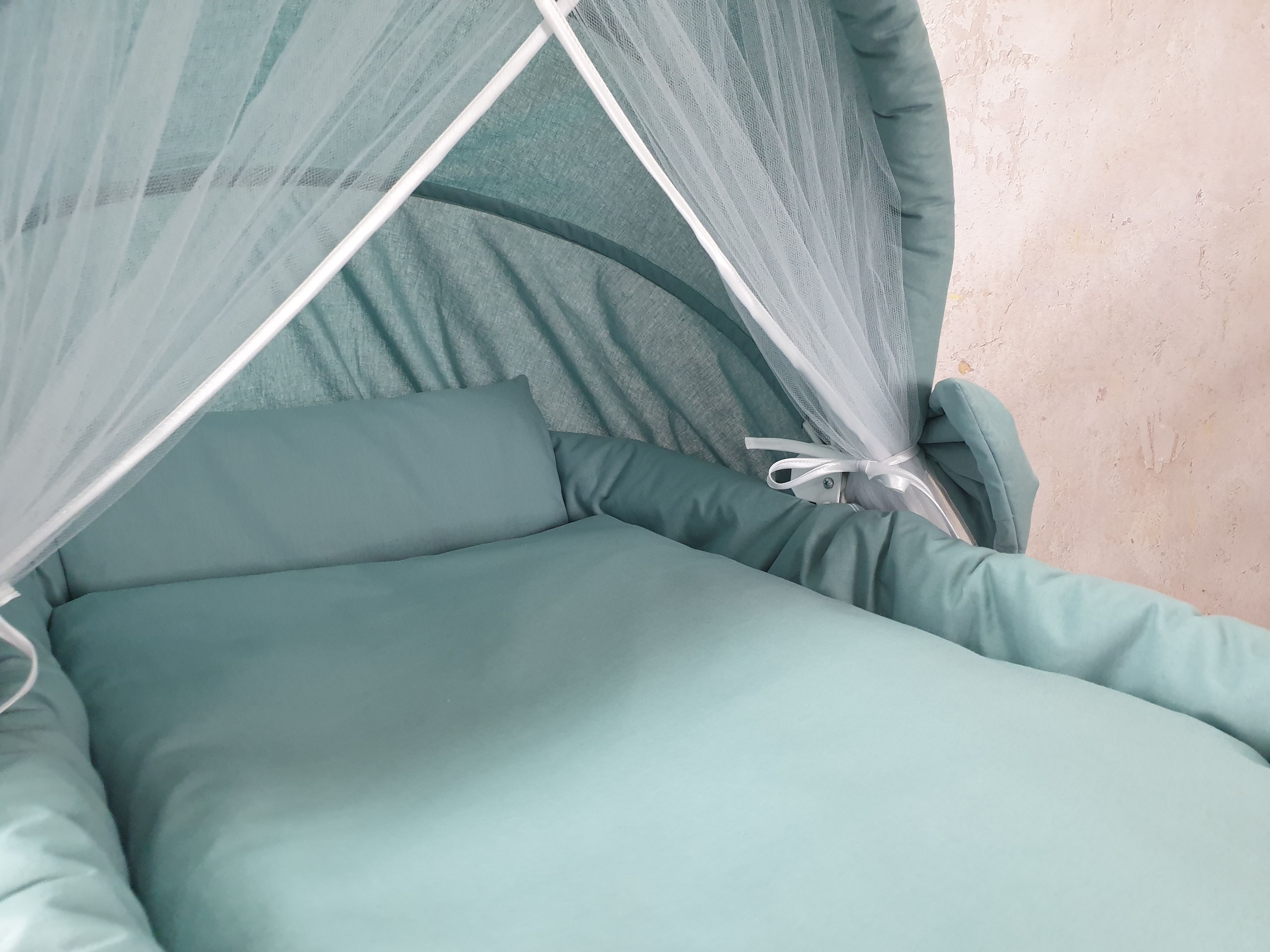 Ropa de cama para moisés 7 piezas con capota y mosquitera caqui algodón serie BkhMOSxxl - foto 2