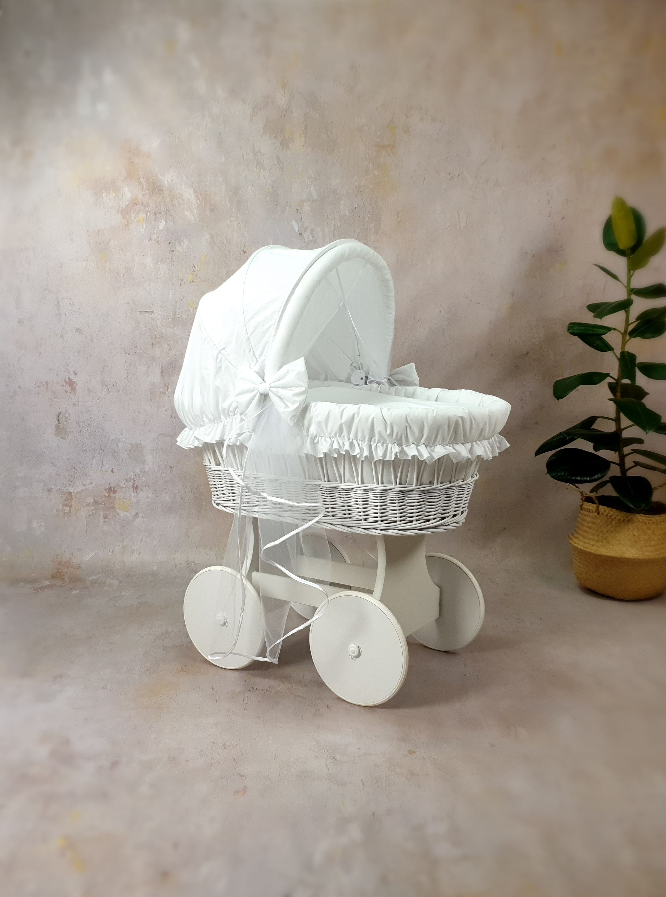 Ropa de cama para moisés 7 piezas con capota y mosquitera blanco algodón - foto 5