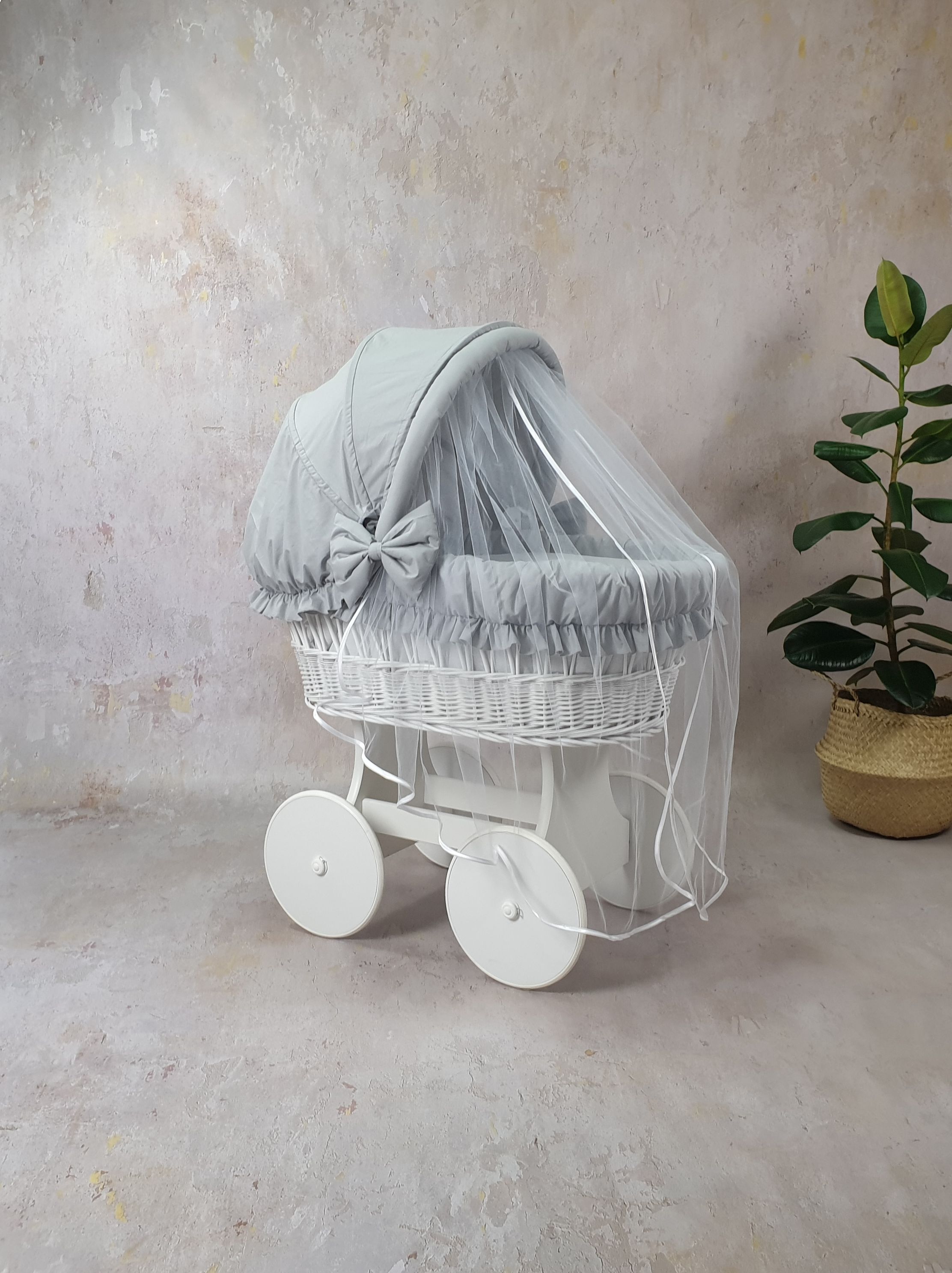 Ropa de cama para moisés 7 piezas con capota y mosquitera blanco, gris algodón serie BBSZ-MOS - foto 4