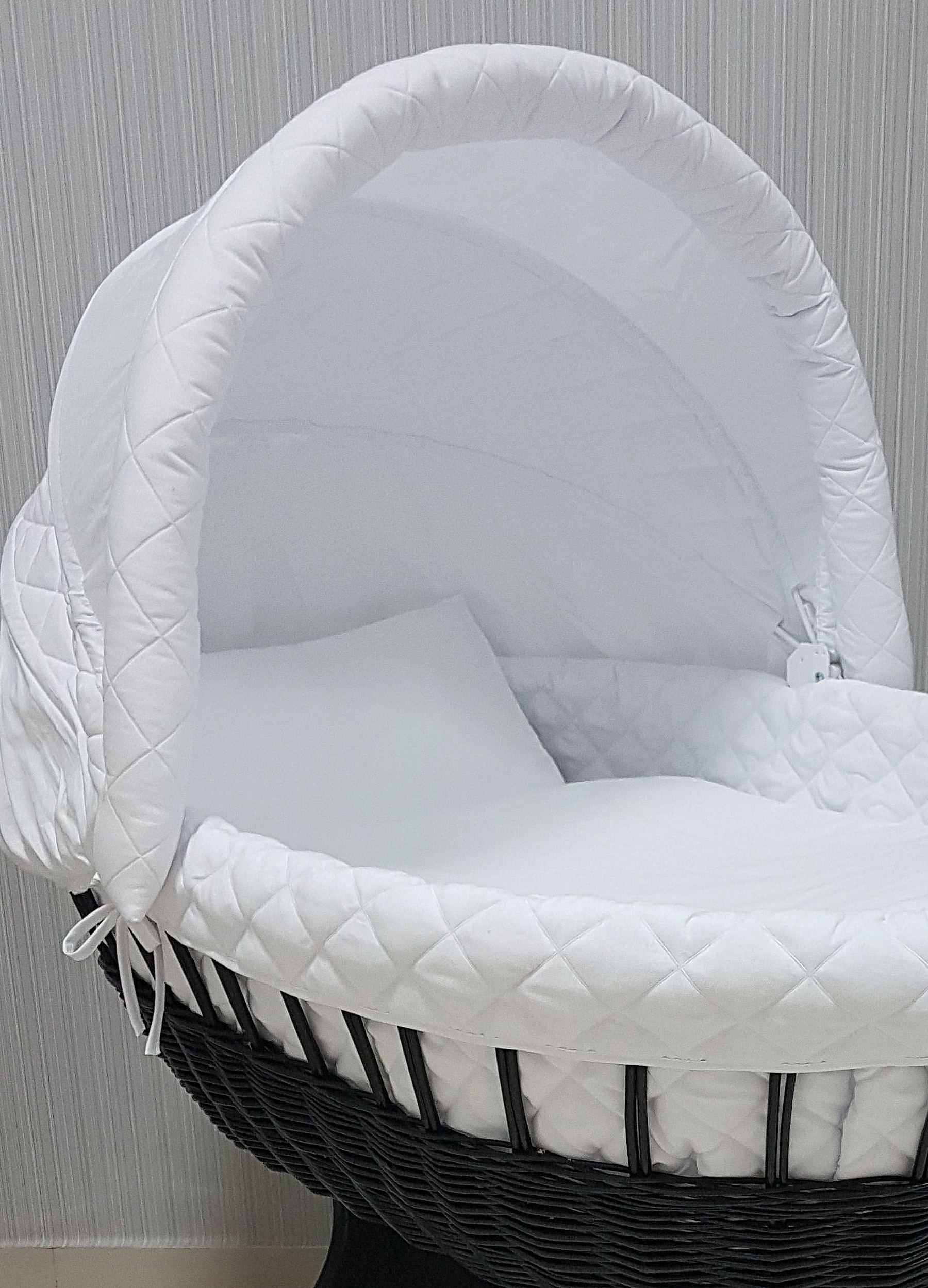 Ropa de cama para moisés 7 piezas con capota y mosquitera blanco algodón serie BgesBM