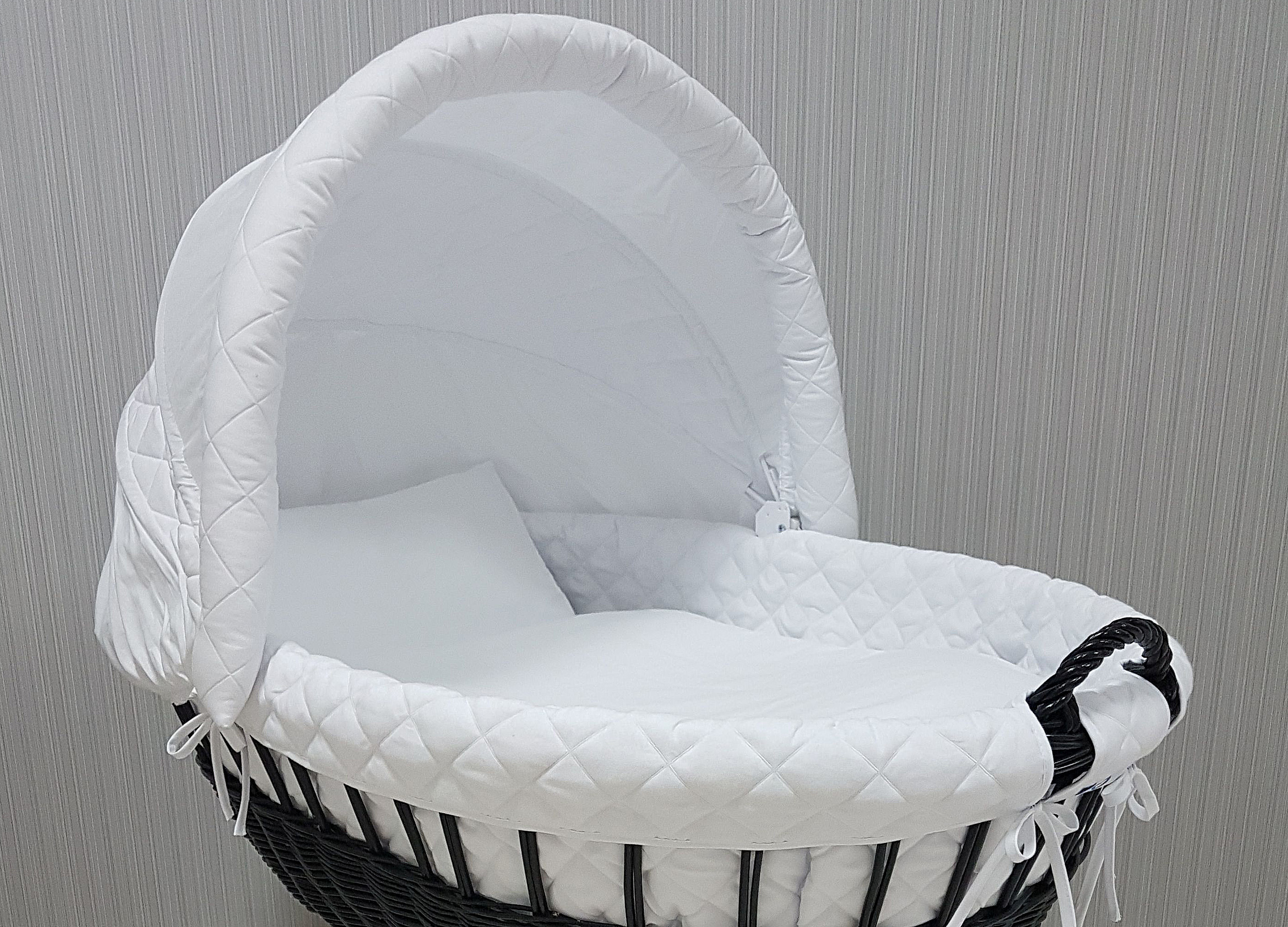Ropa de cama para moisés 7 piezas con capota y mosquitera blanco algodón serie BgesBM - foto 2
