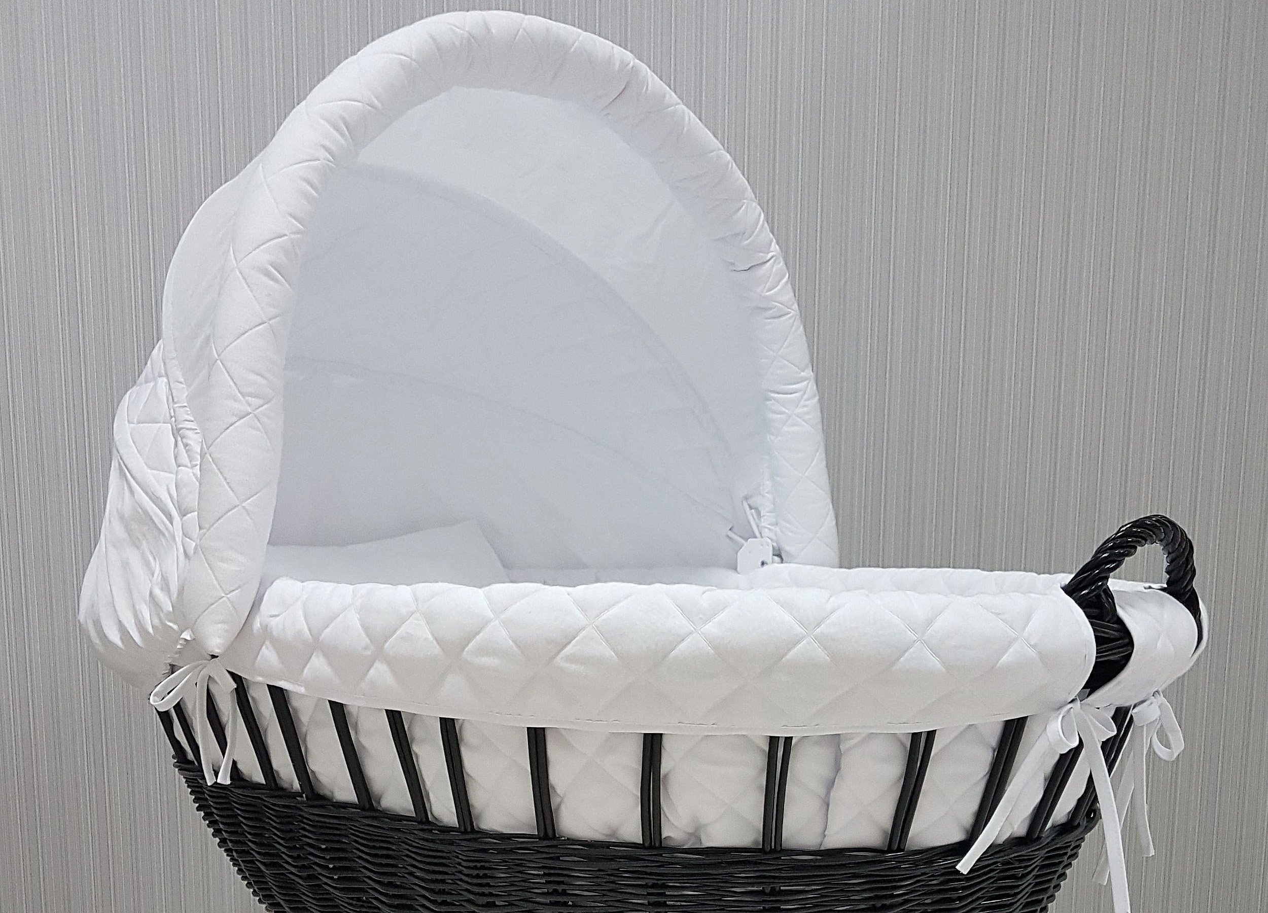 Ropa de cama para moisés 7 piezas con capota y mosquitera blanco algodón serie BgesBM - foto 4