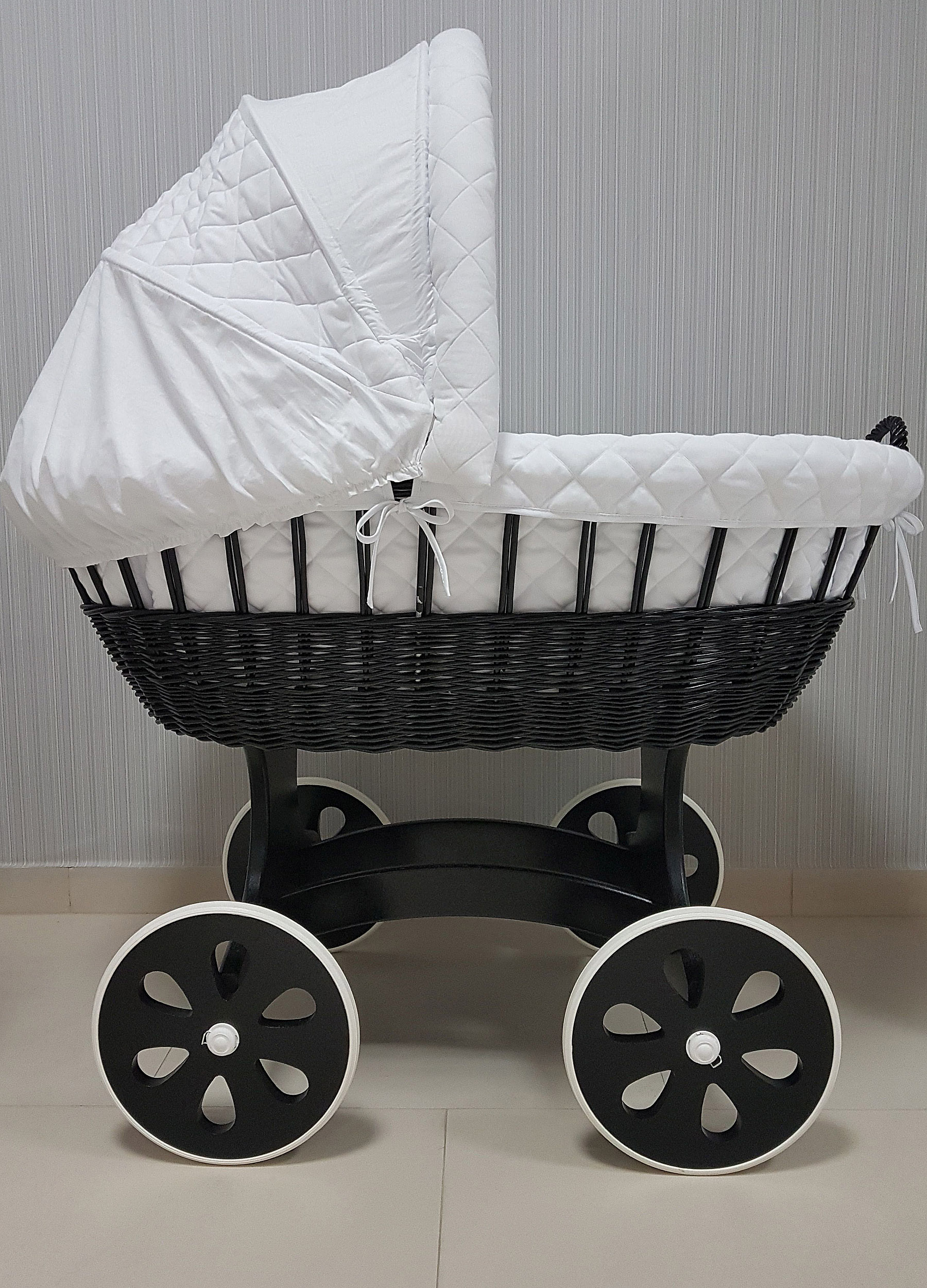 Ropa de cama para moisés 7 piezas con capota y mosquitera blanco algodón serie BgesBM - foto 5