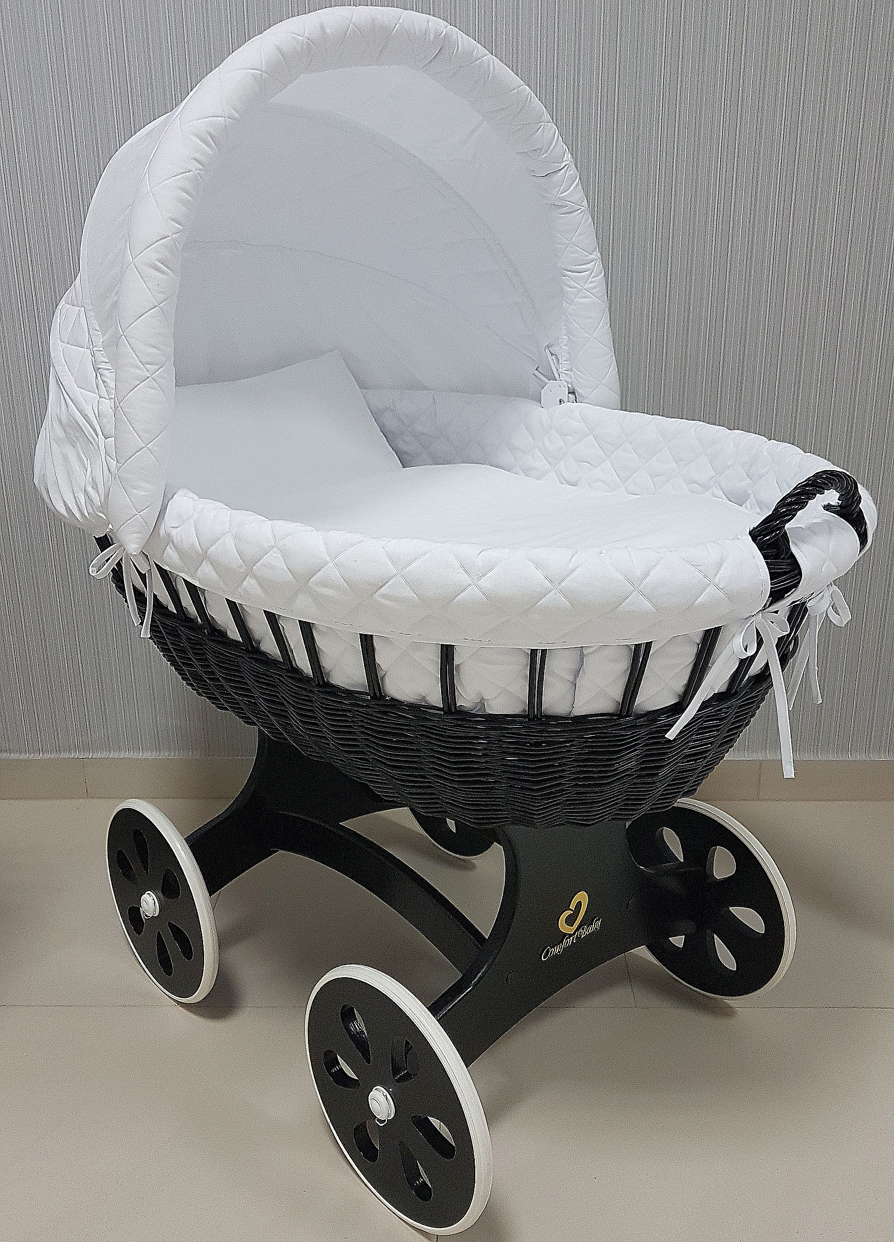 Ropa de cama para moisés 7 piezas con capota y mosquitera blanco algodón serie BgesBM - foto 7
