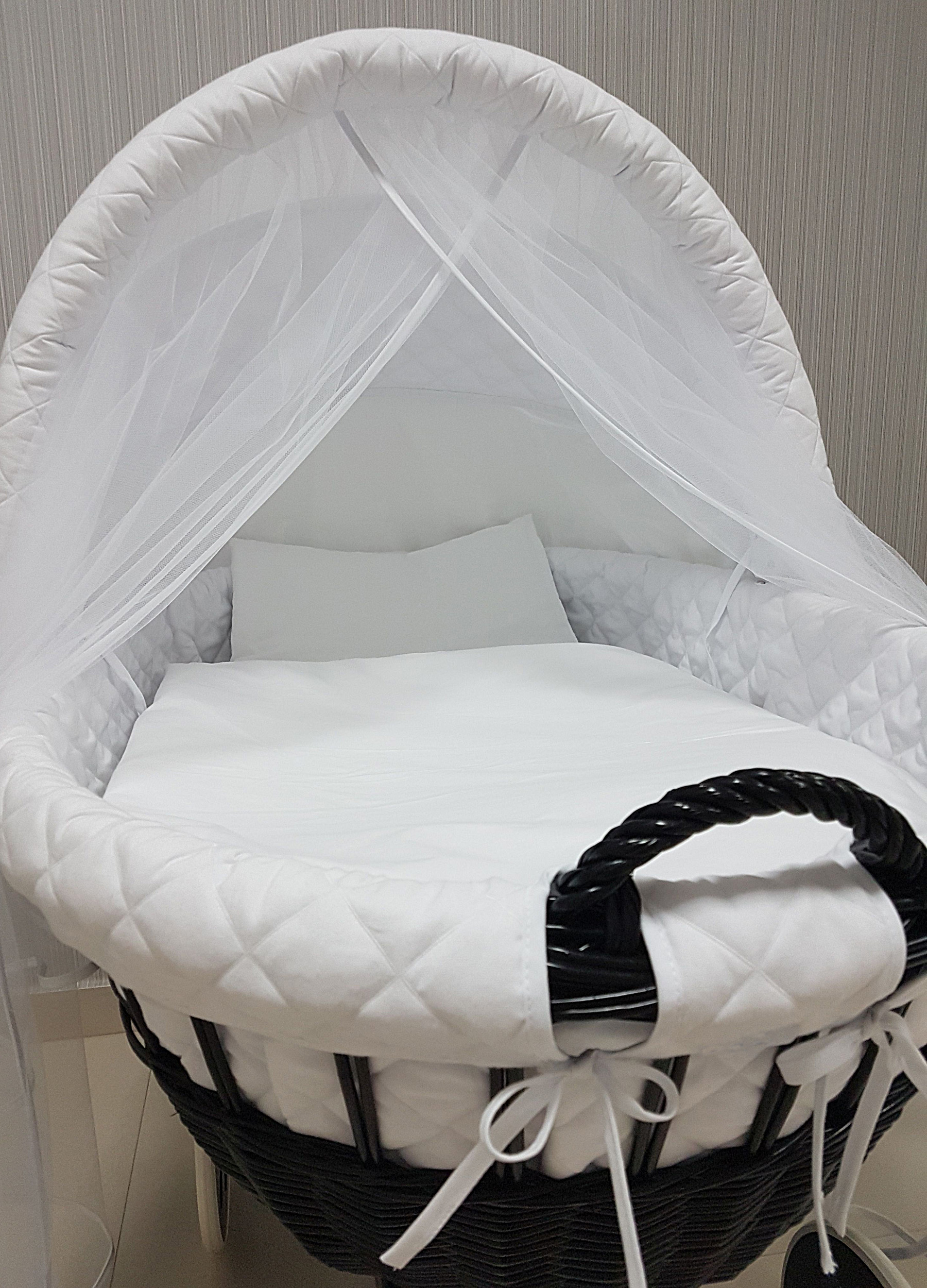 Ropa de cama para moisés 7 piezas con capota y mosquitera blanco algodón serie BgesXL
