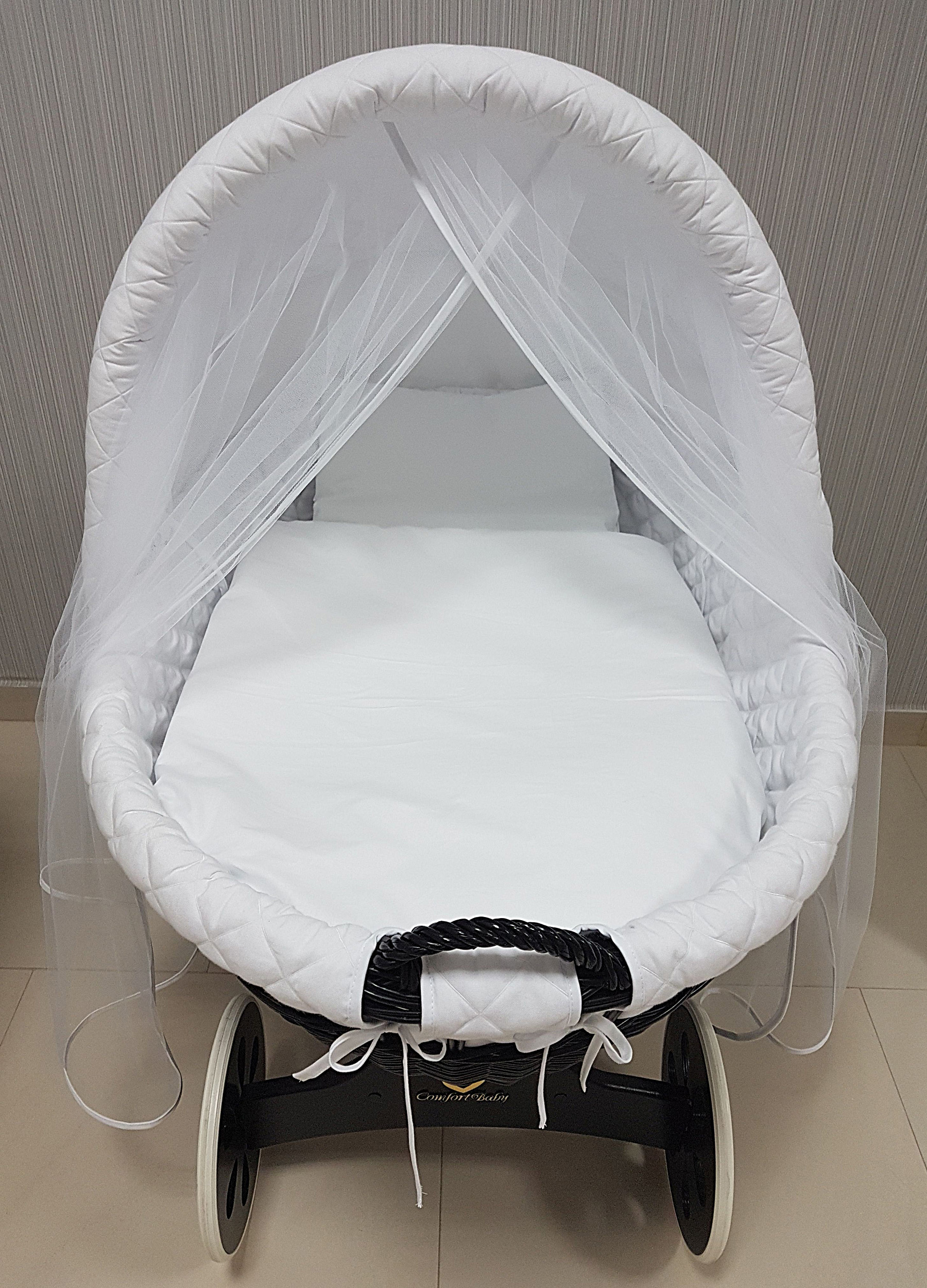 Ropa de cama para moisés 7 piezas con capota y mosquitera blanco algodón serie BgesXL - foto 3