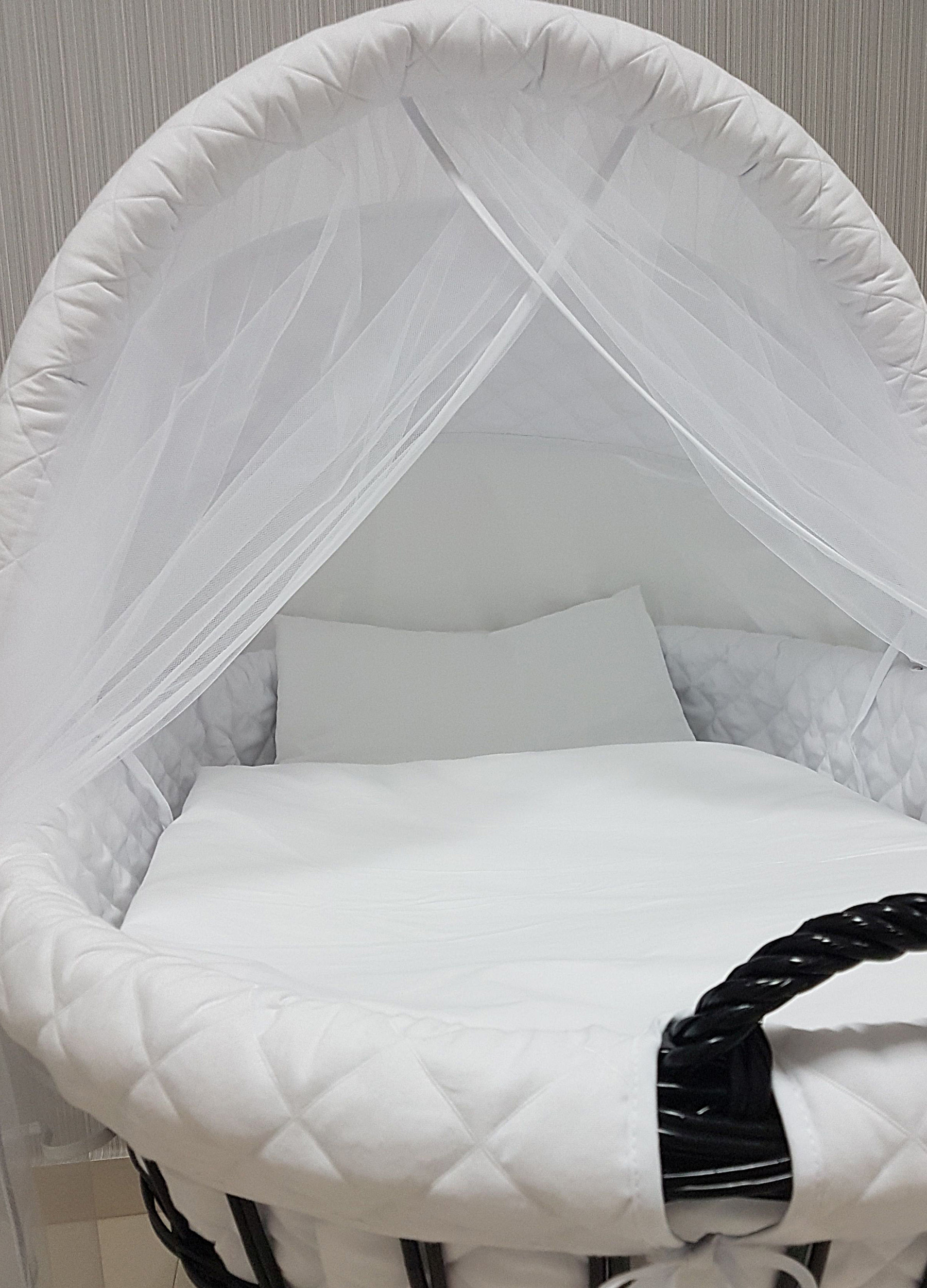 Ropa de cama para moisés 7 piezas con capota y mosquitera blanco algodón serie BgesXL - foto 6