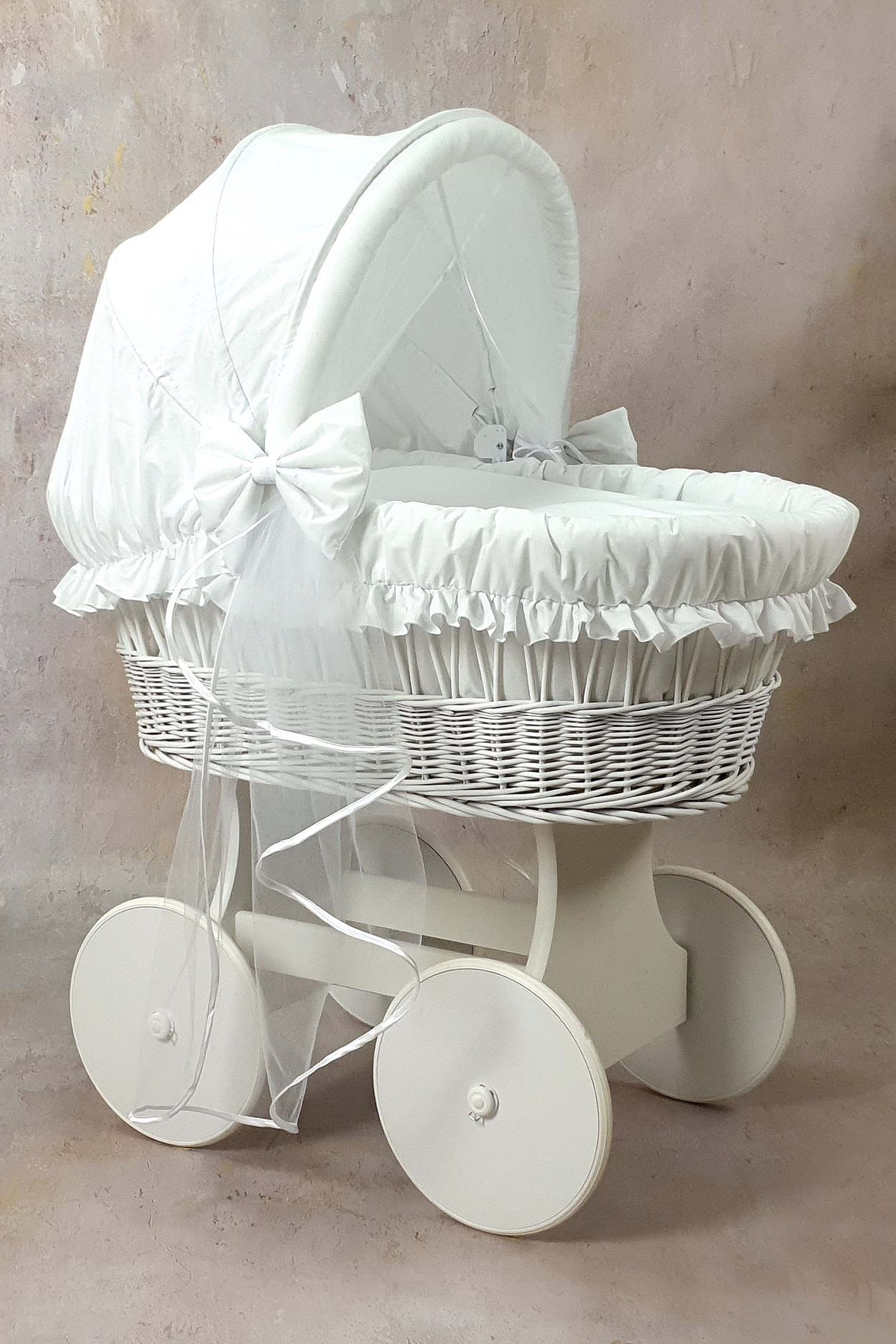 Ropa de cama para moisés 7 piezas con capota y mosquitera blanco algodón serie BweMOSxxl - foto 4