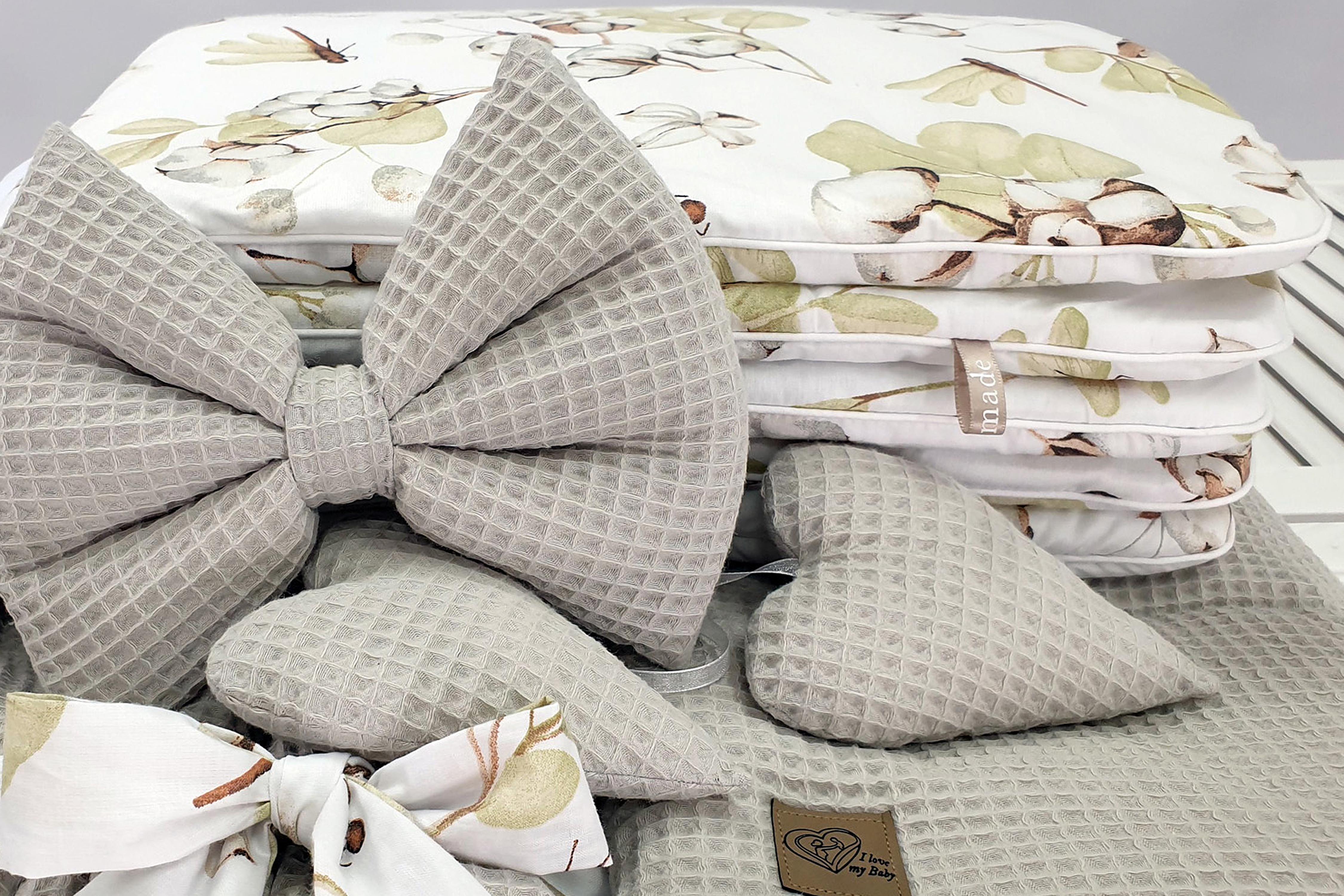 Moisés completo de mimbre con dosel y ropa de cama beige, blanco tejido waffle serie HBBE-KOLA - foto 6