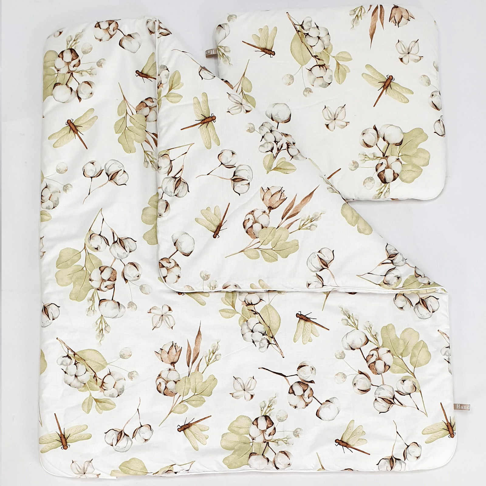 Moisés completo de mimbre con dosel y ropa de cama beige, blanco, gris tejido waffle serie hgbe-kola - foto 7