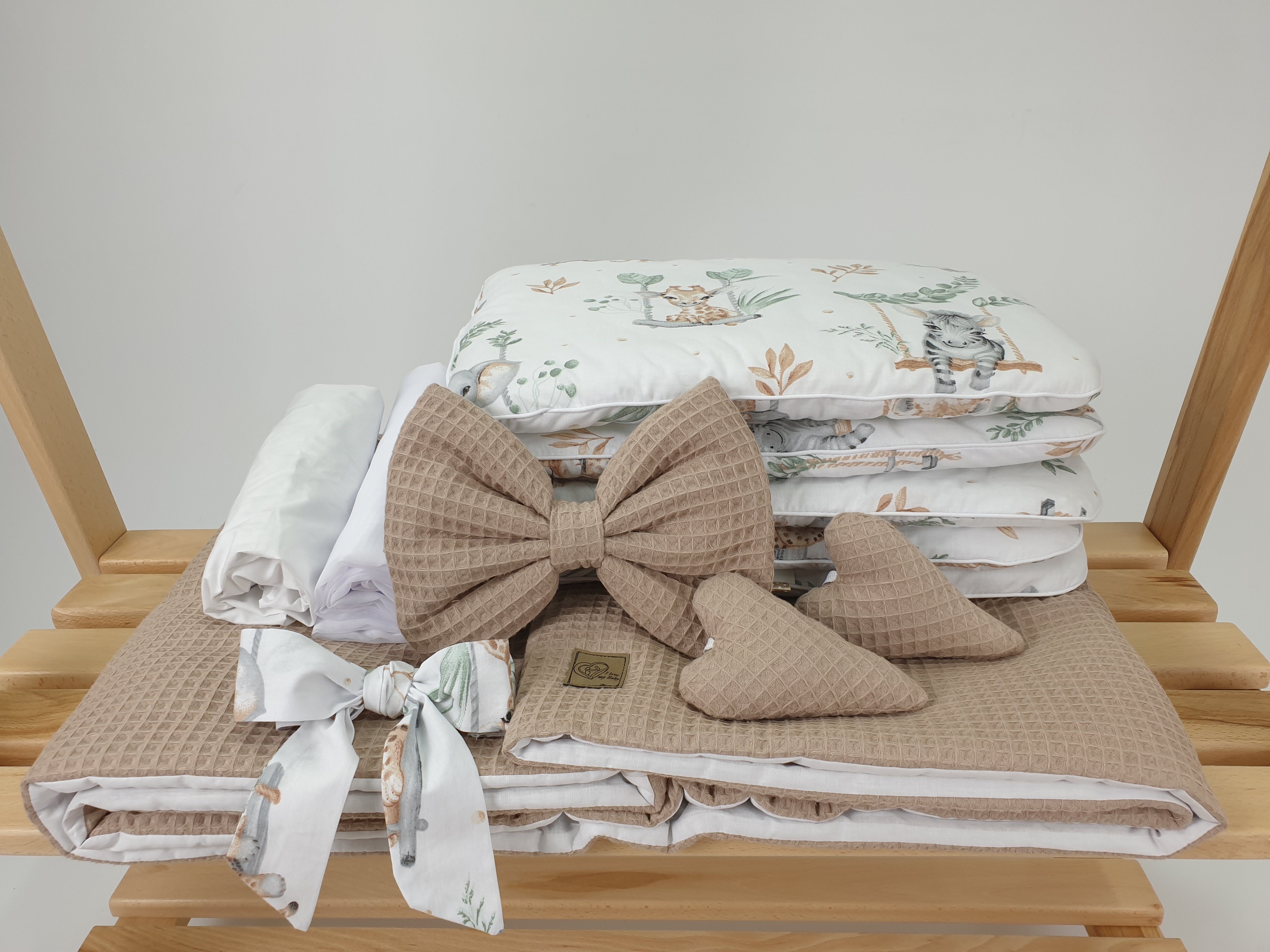 Moisés completo de mimbre con dosel y ropa de cama beige, natural tejido waffle serie HNBE-MOS - foto 5