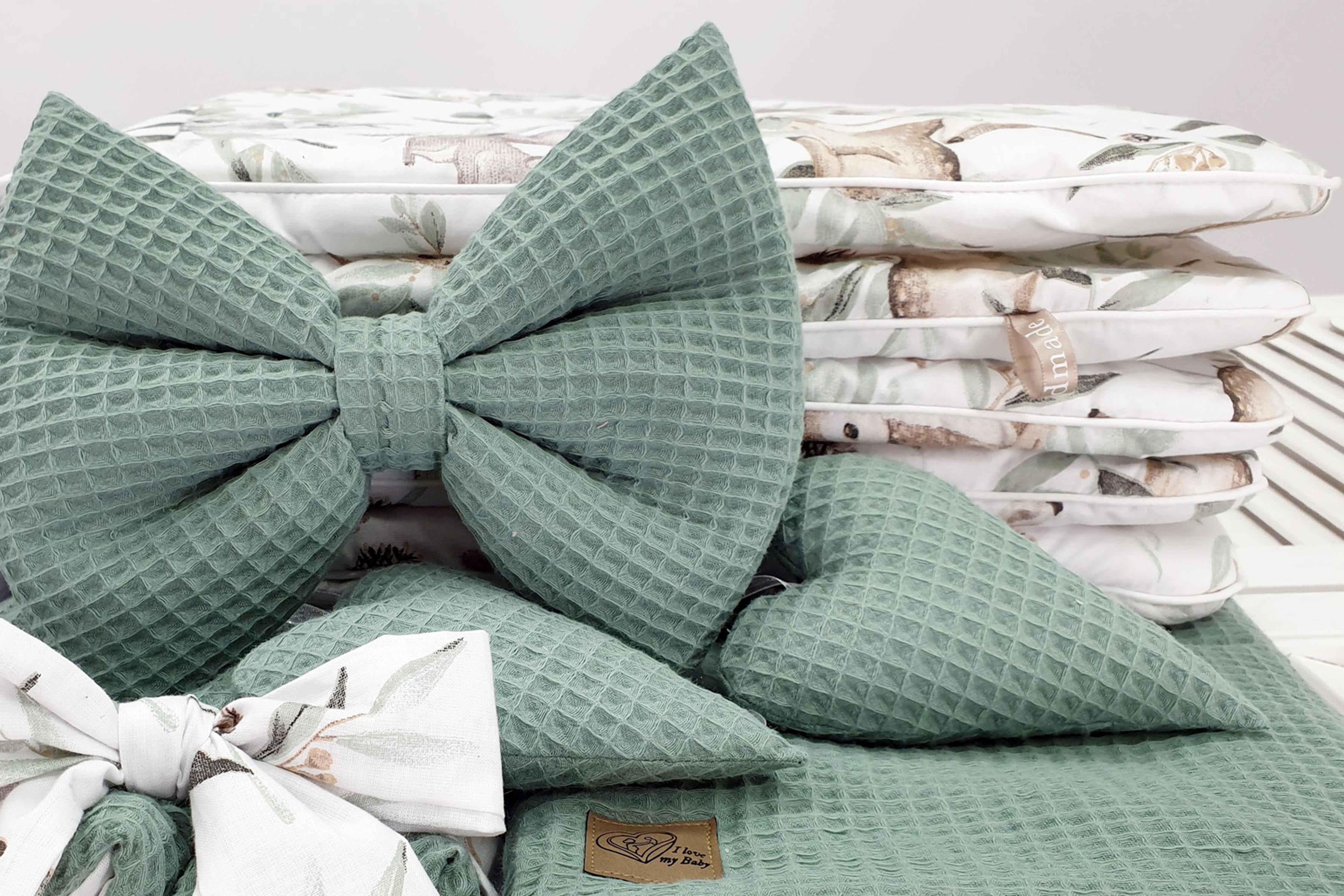 Moisés completo de mimbre con dosel y ropa de cama caqui, gris tejido waffle - foto 6