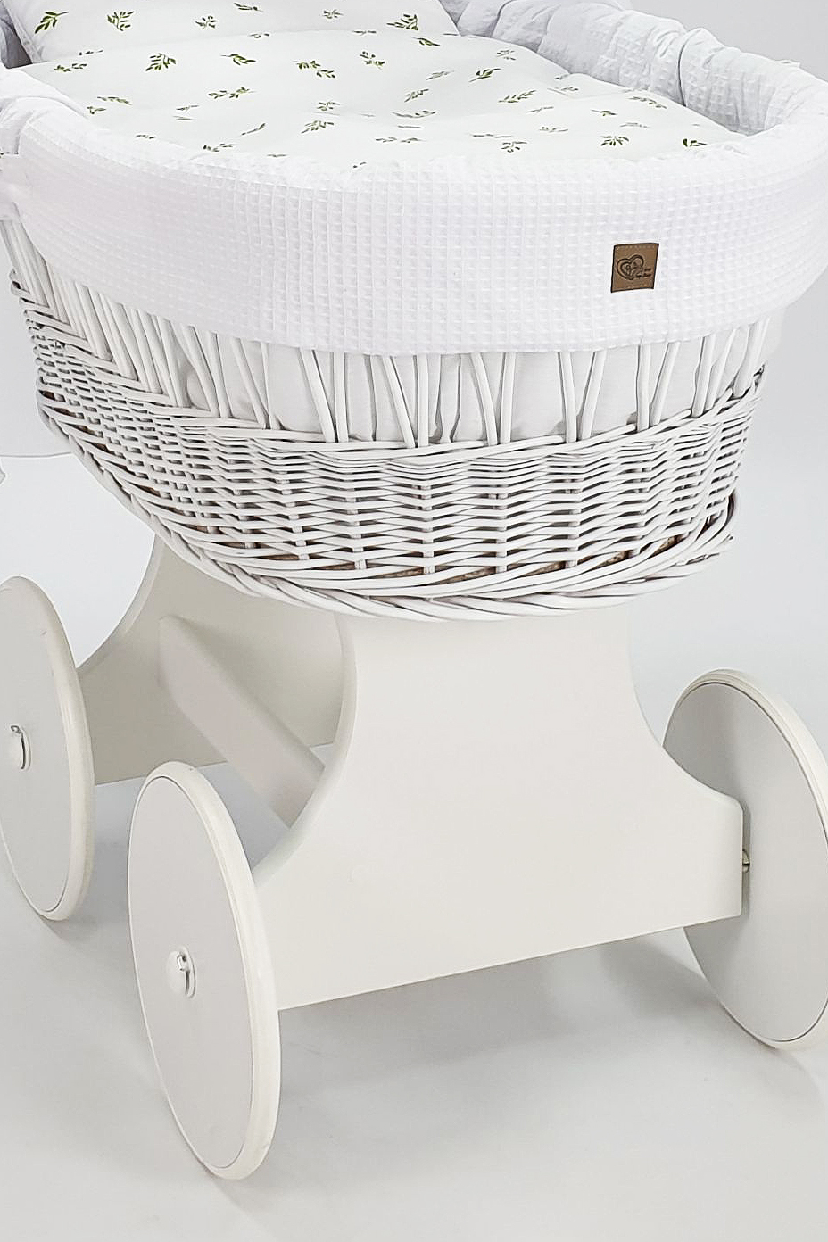 Moisés completo de mimbre con dosel y ropa de cama blanco tejido waffle serie HBBI-KOLA - foto 4