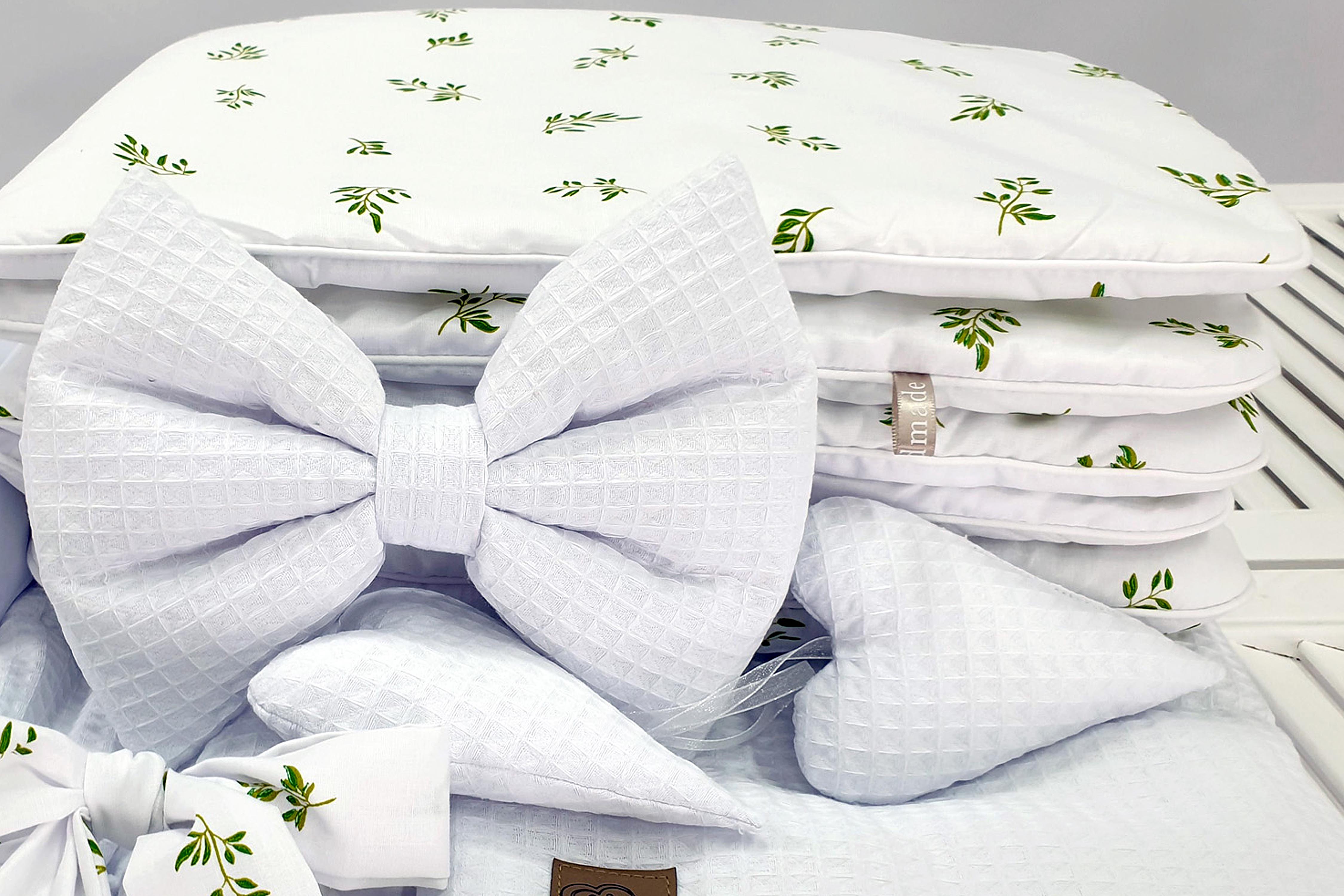Moisés completo de mimbre con dosel y ropa de cama blanco, gris tejido waffle serie HGBI-MOS - foto 6